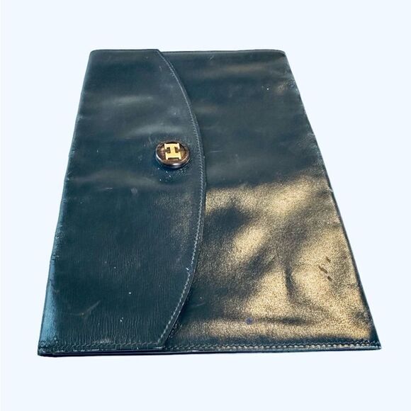 Hermes navy leather envelope clutch - Picture 6 of 14